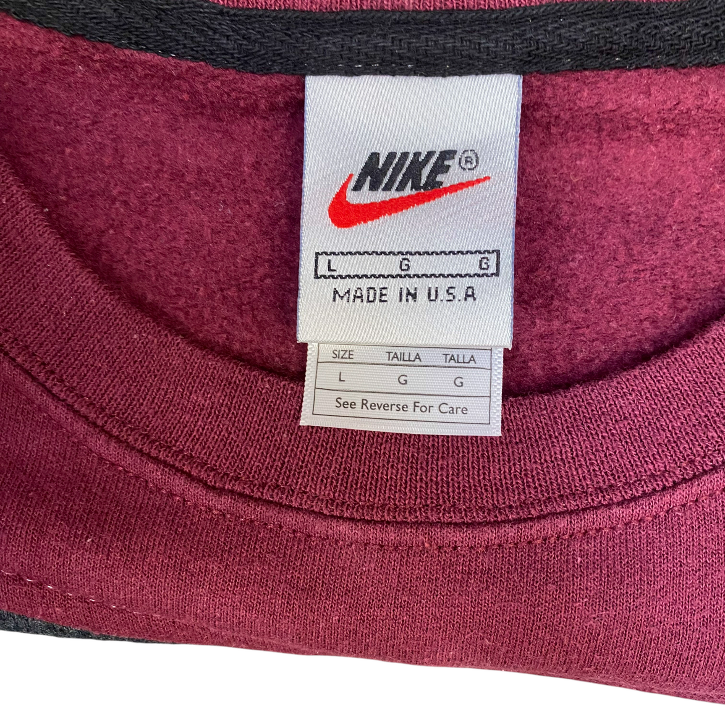 Nike Reworked Sweatshirt Men L Maroon Grey Embroidered Spellout Logo Vintage Y2K