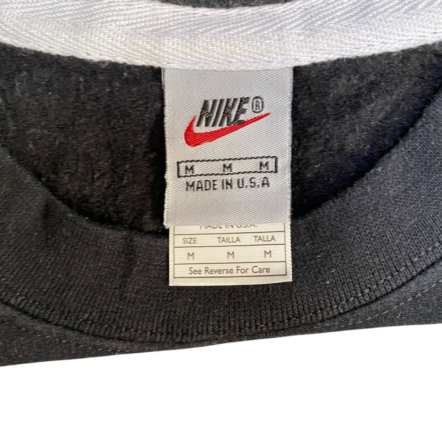 Nike Reworked Sweatshirt Mens M Yellow Black Embroidered Spellout Logo Vtg Y2K