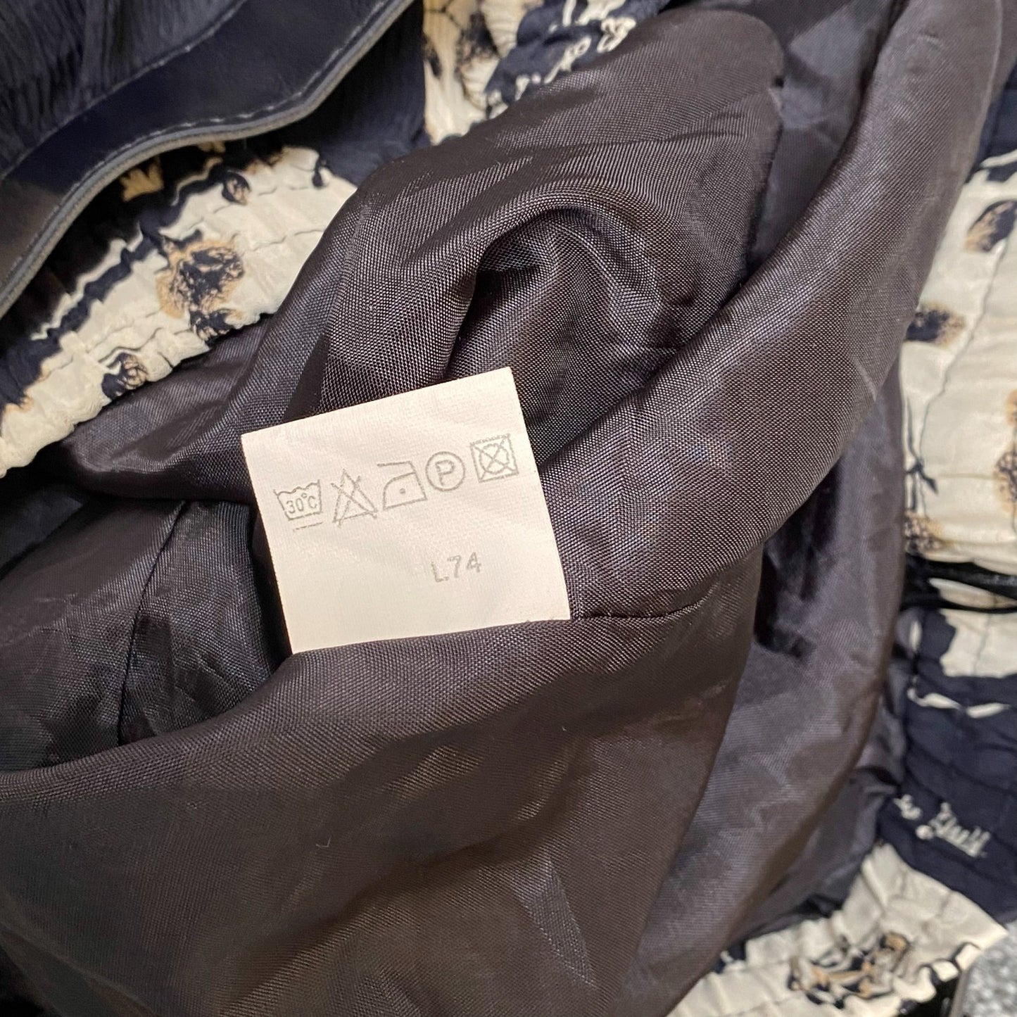 Womens A Line Skirt L Black Floral Print Lined Crinkle Knee Length Buckle Belted