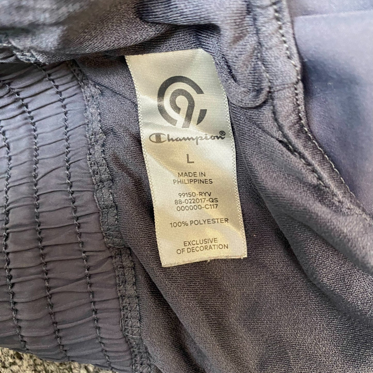 Champion Sprinter Shorts Womens L Blue Gym Running Elastic Waist Drawstring