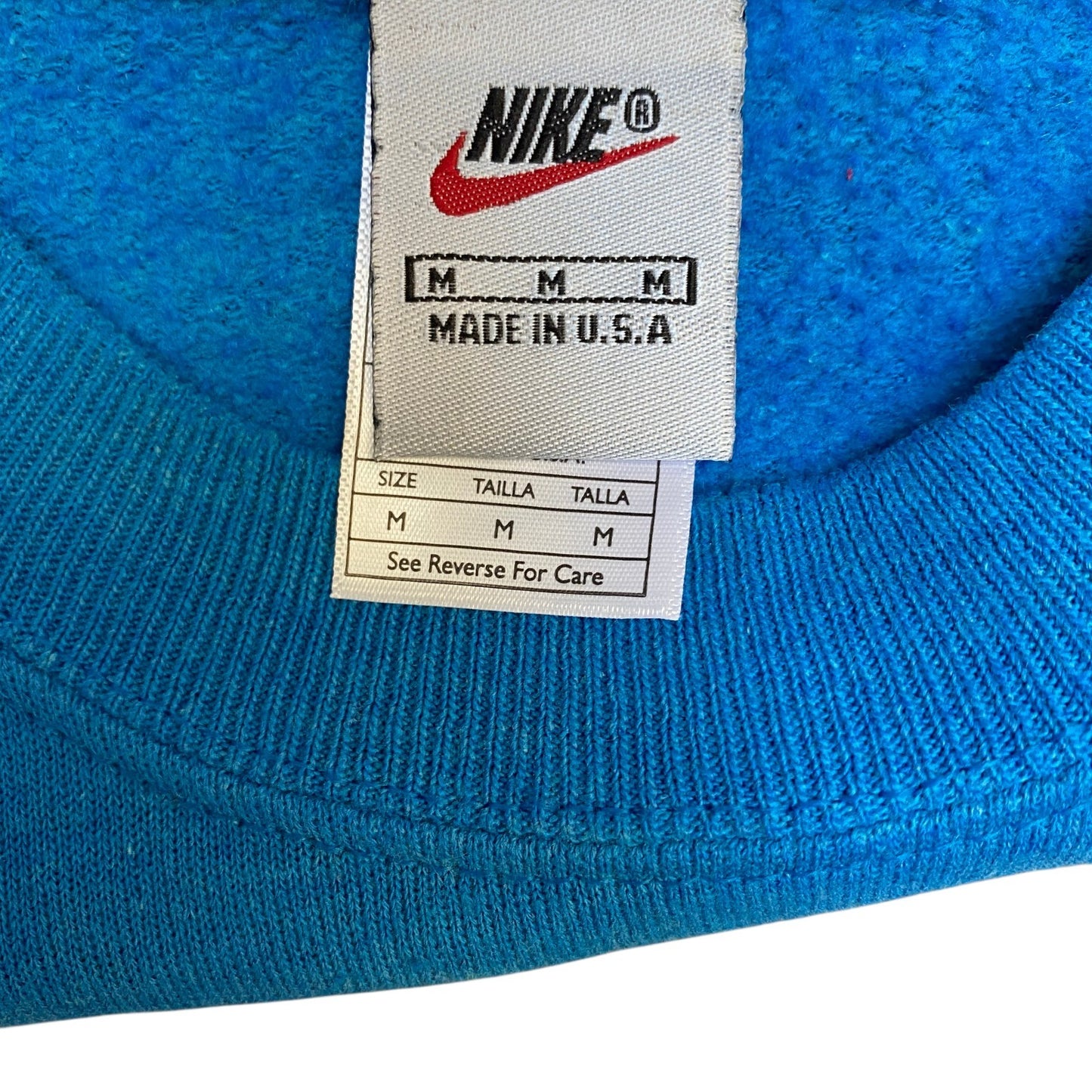 Nike Reworked Sweatshirt Mens M Black Blue Embroidered Spellout Logo Vintage Y2K