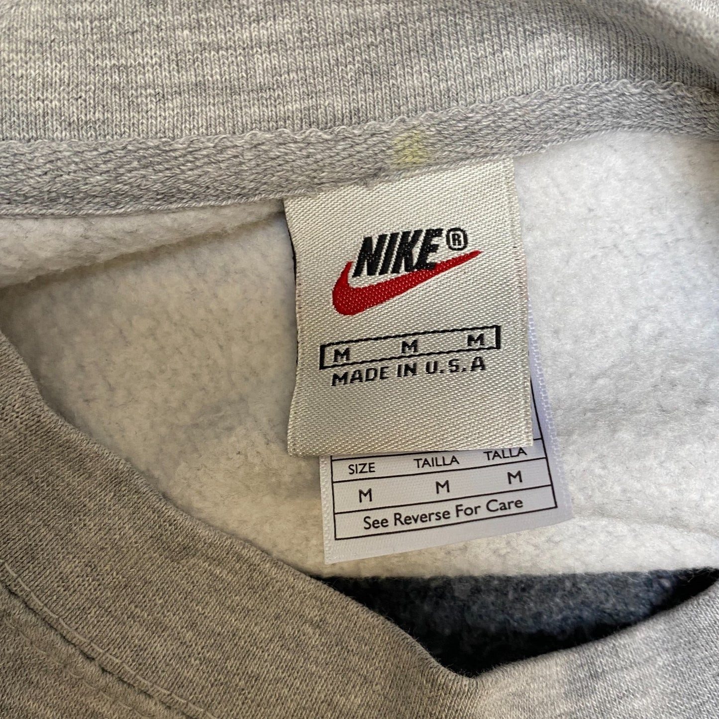 Nike Reworked Sweatshirt Mens Medium Grey Embroidered Spellout Logo Vintage Y2K