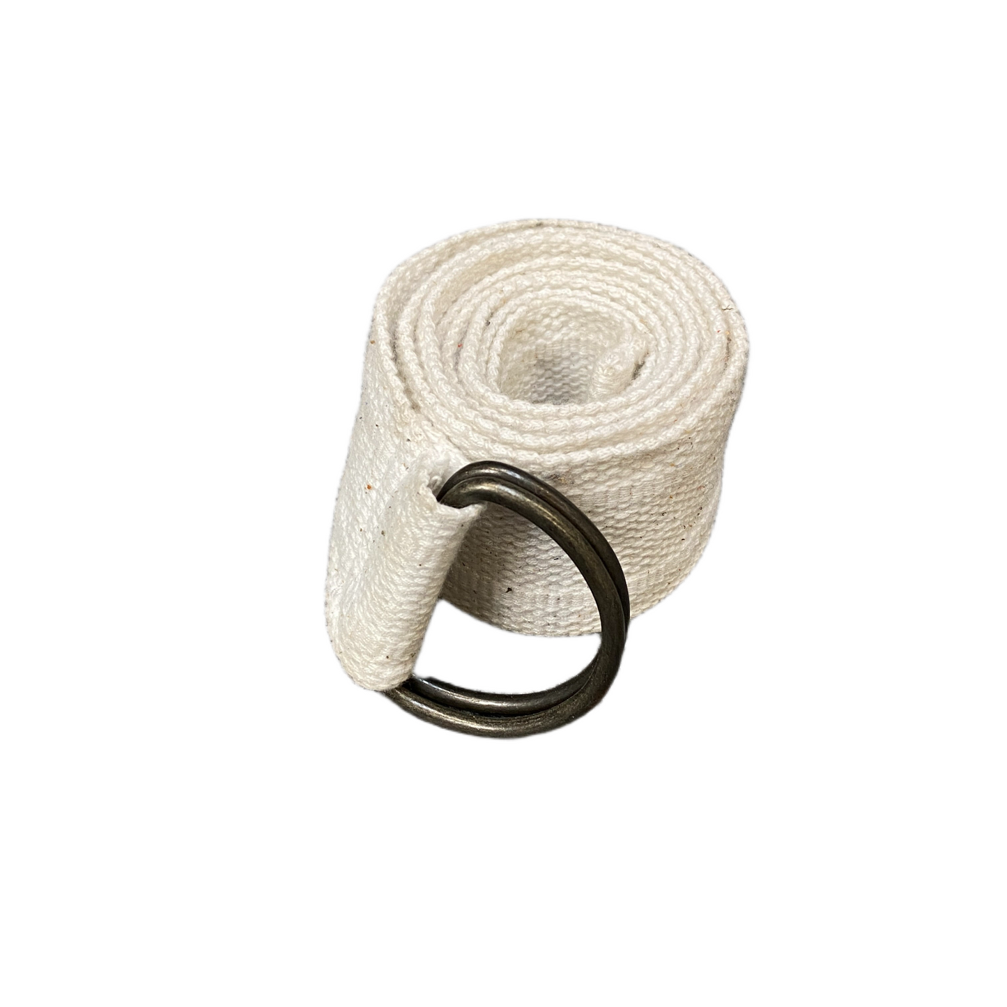 Men's Yoga Belt White Canvas Adjustable Metal D-Ring Buckle 48 inches