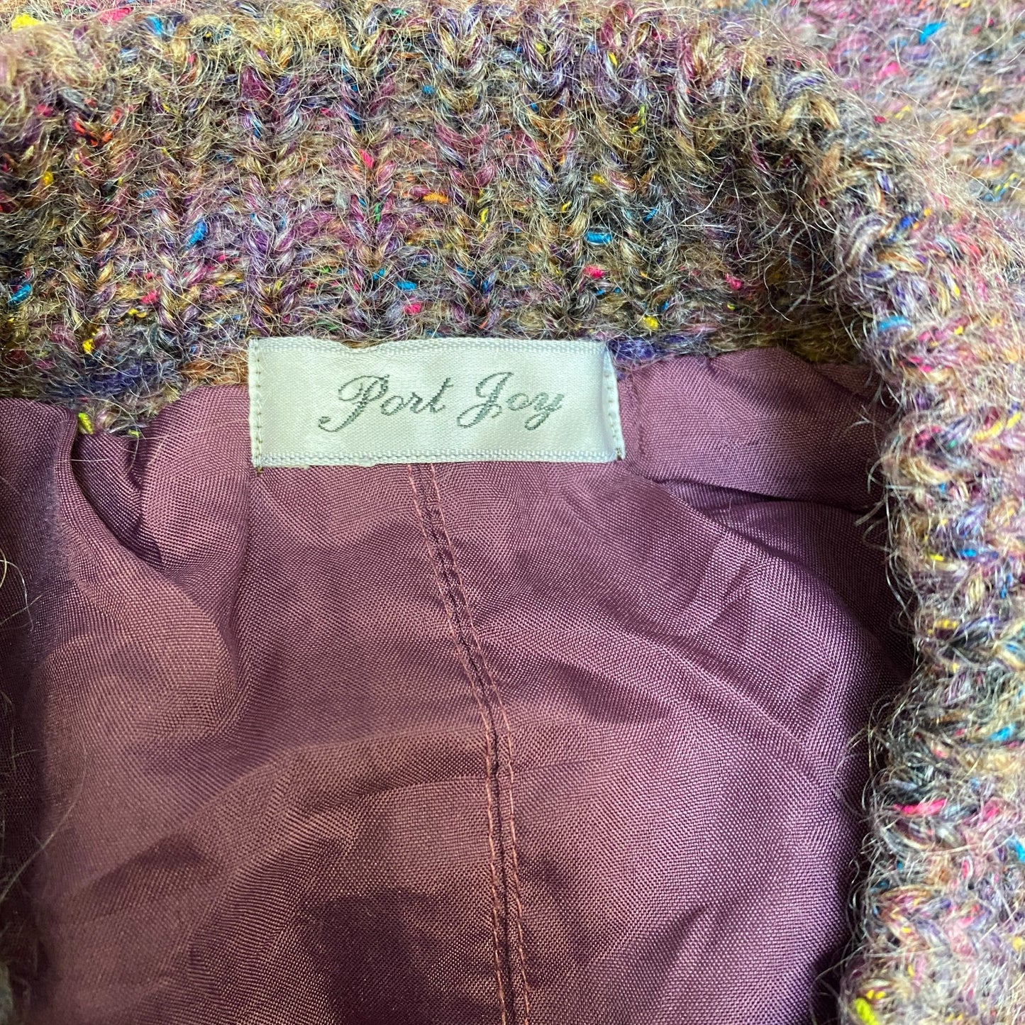 Port Joy Cardigan Jumper Womens Medium Multi Wool Lined Long Sleeve Button Front