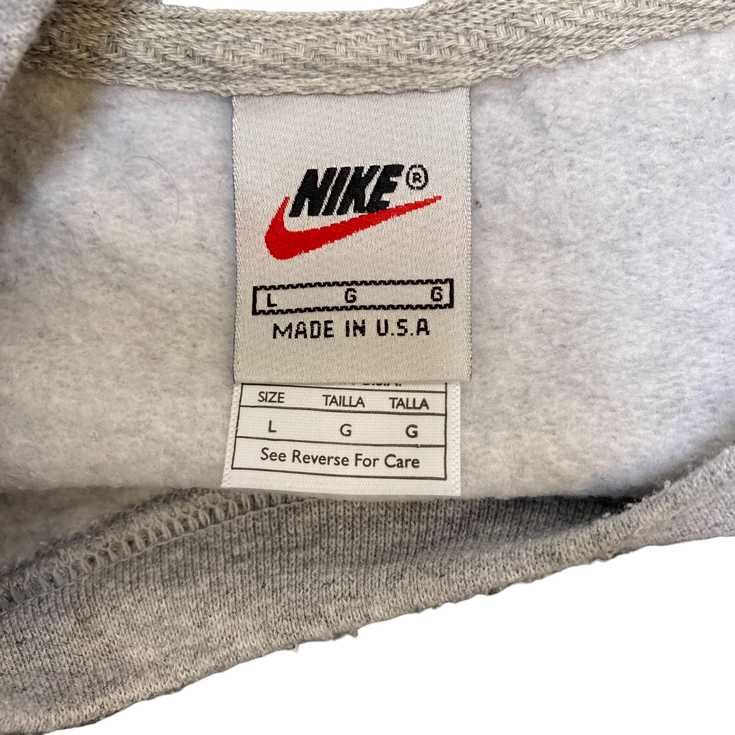 Nike Reworked Sweatshirt Mens L Blue Grey Embroidered Spell Out Logo Crew Neck