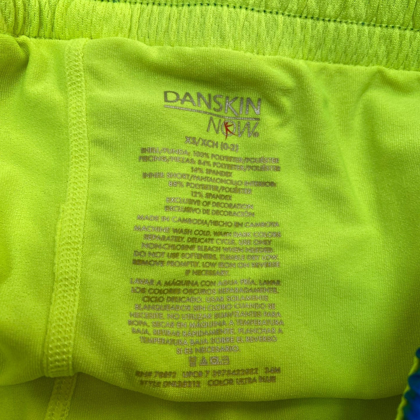 Active Mesh Running Shorts Womens XS Blue Yellow Stretch Elastic Waist Athletic