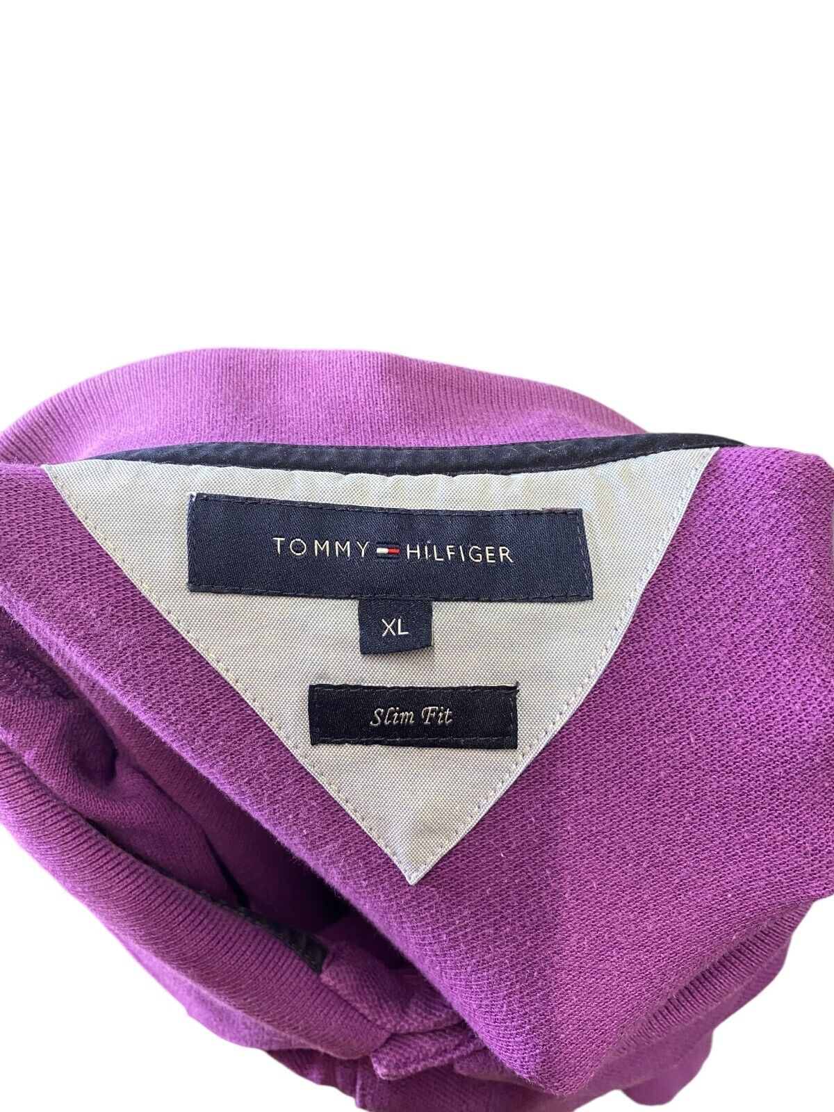 Tommy Hilfiger Polo Shirt Men's Medium Purple Golf Performance Slim Fit Pullover