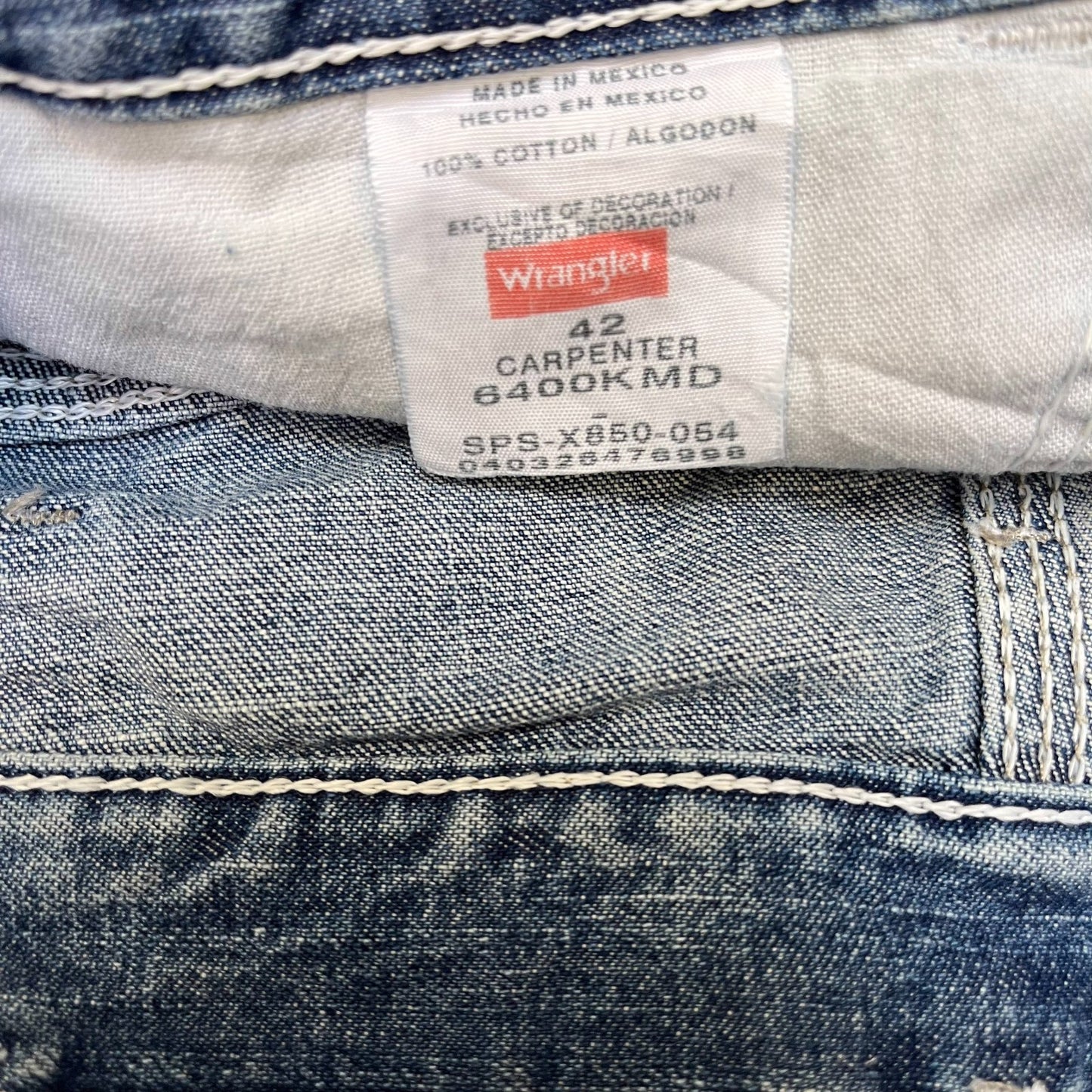 Wrangler Carpenter Shorts Fits as Mens XL 42" Waist Blue Denim Utility Outdoor