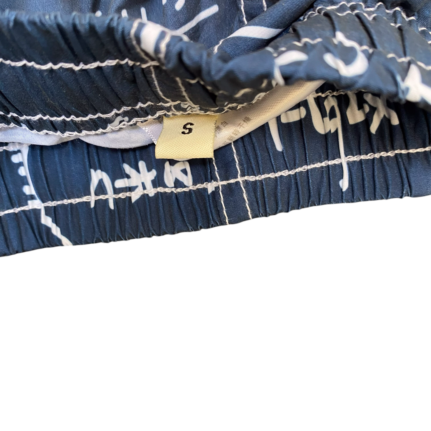 Swim Trunks Shorts Mens Small Blue Printed Drawstring Elastic Waist Dolphin Hem