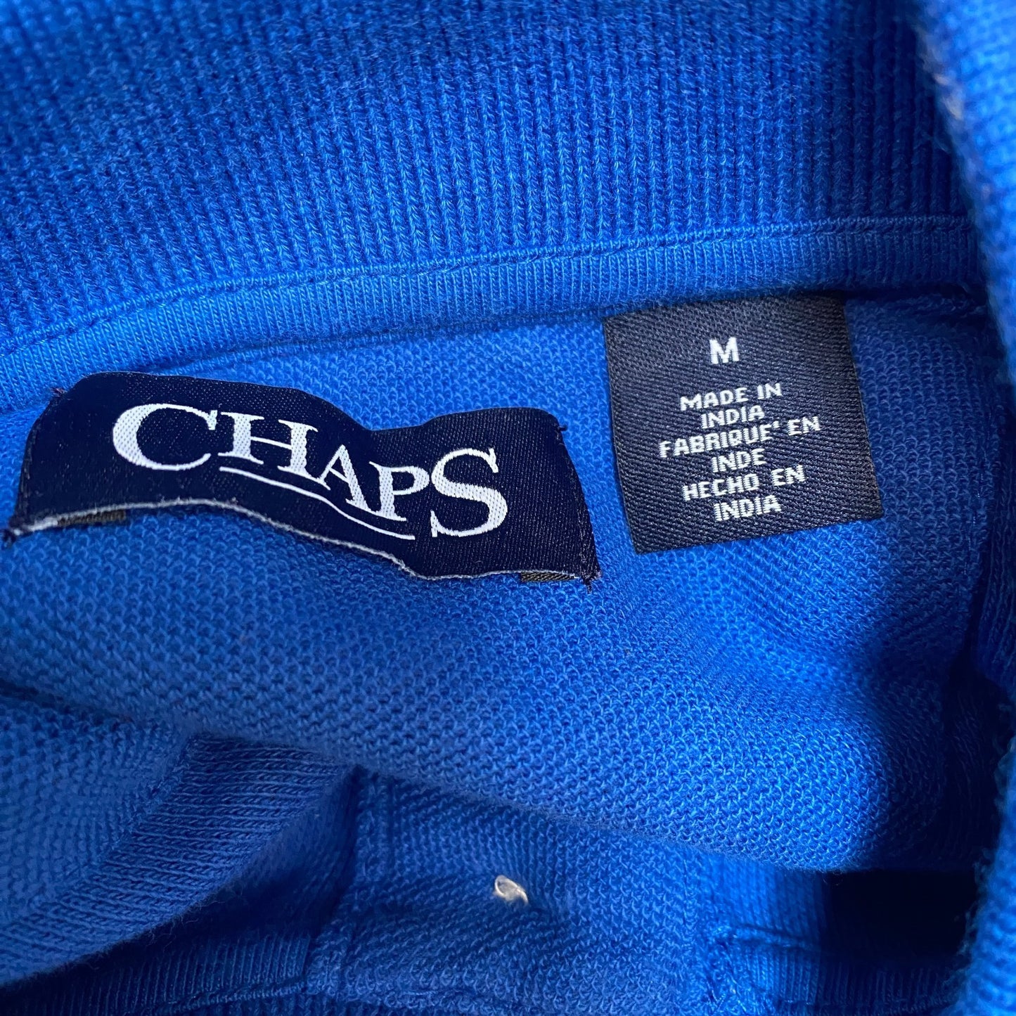 Chaps Polo Shirt Mens Medium Blue Golf Performance Slit Embroidered Logo Popover