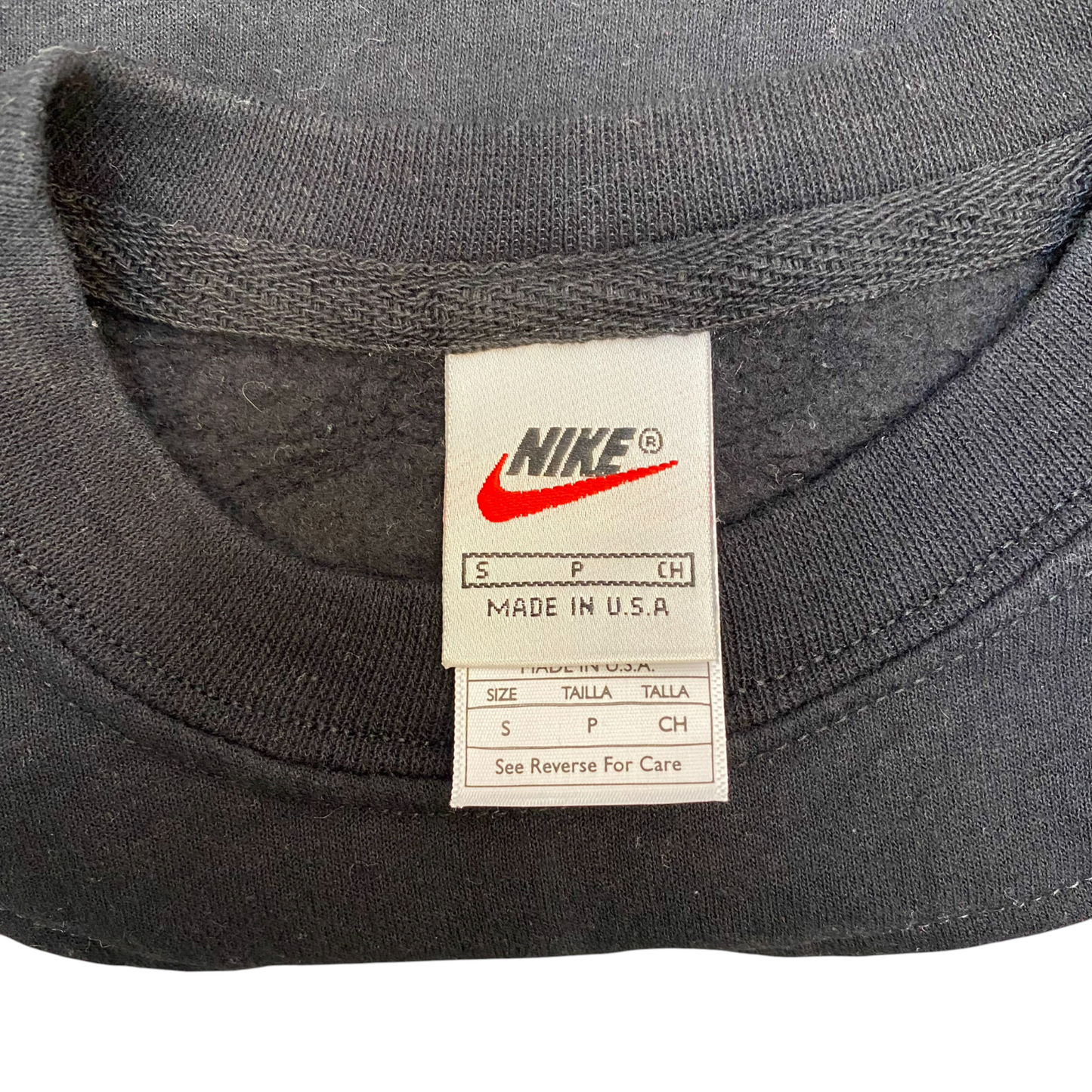 Nike Reworked Sweatshirt Mens S Black Pink Embroidered Spell Out Logo Crew Neck