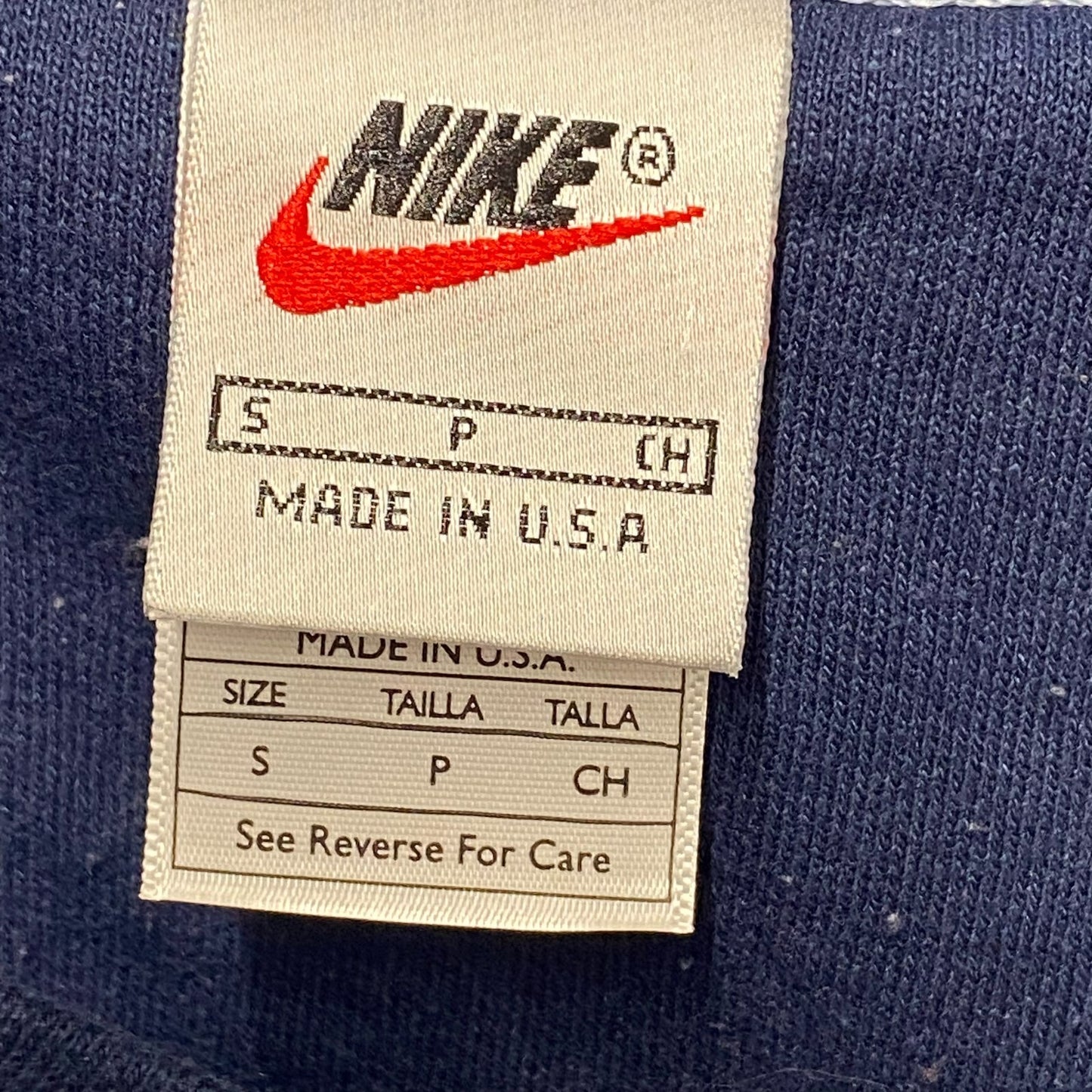 Nike Reworked Sweatshirt Mens Small Red Blue Embroidered Spellout Logo Vtg Y2K