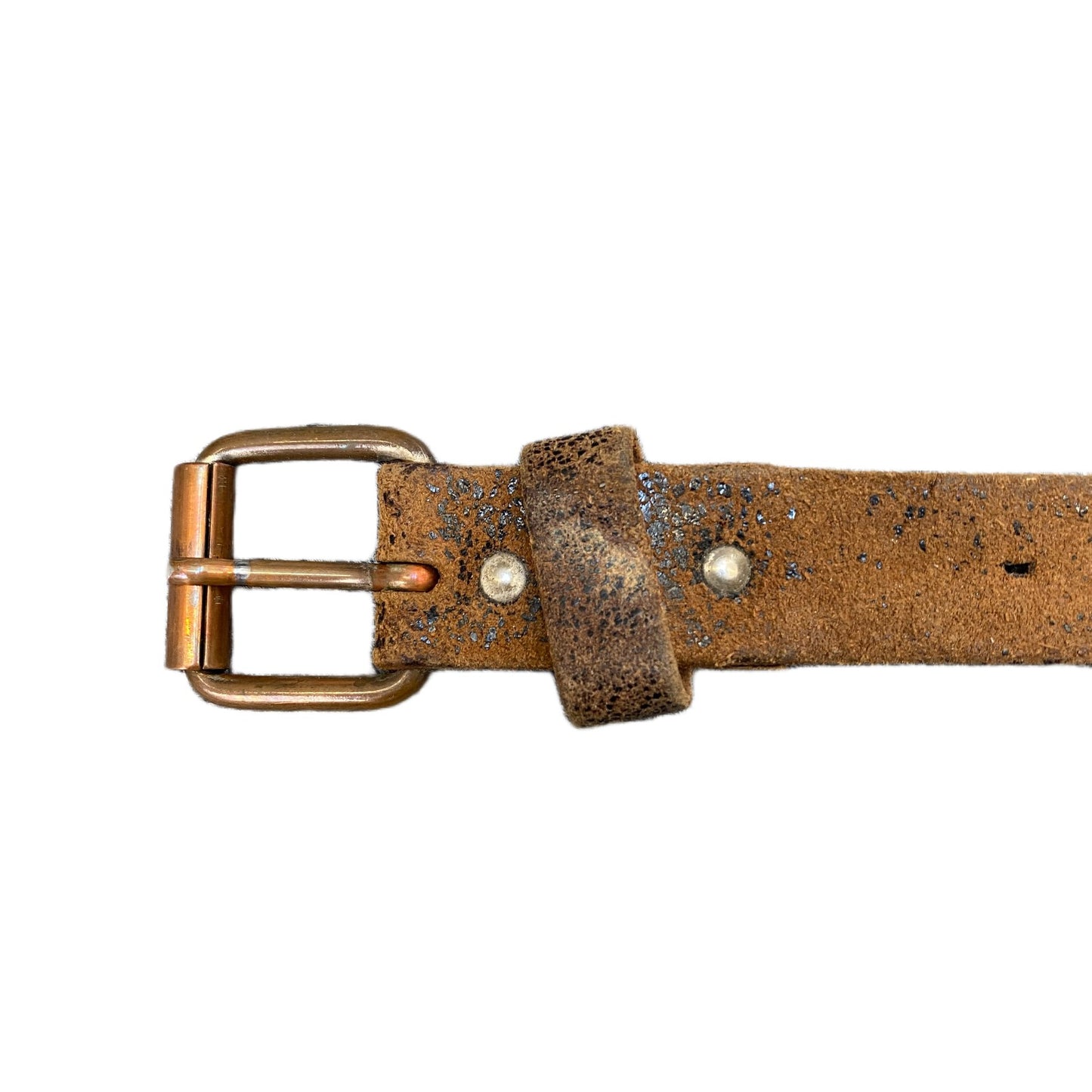 Vintage Waist Belt Mens Brown Leather Adjustable Brass Pin Buckle 46.5 Inches