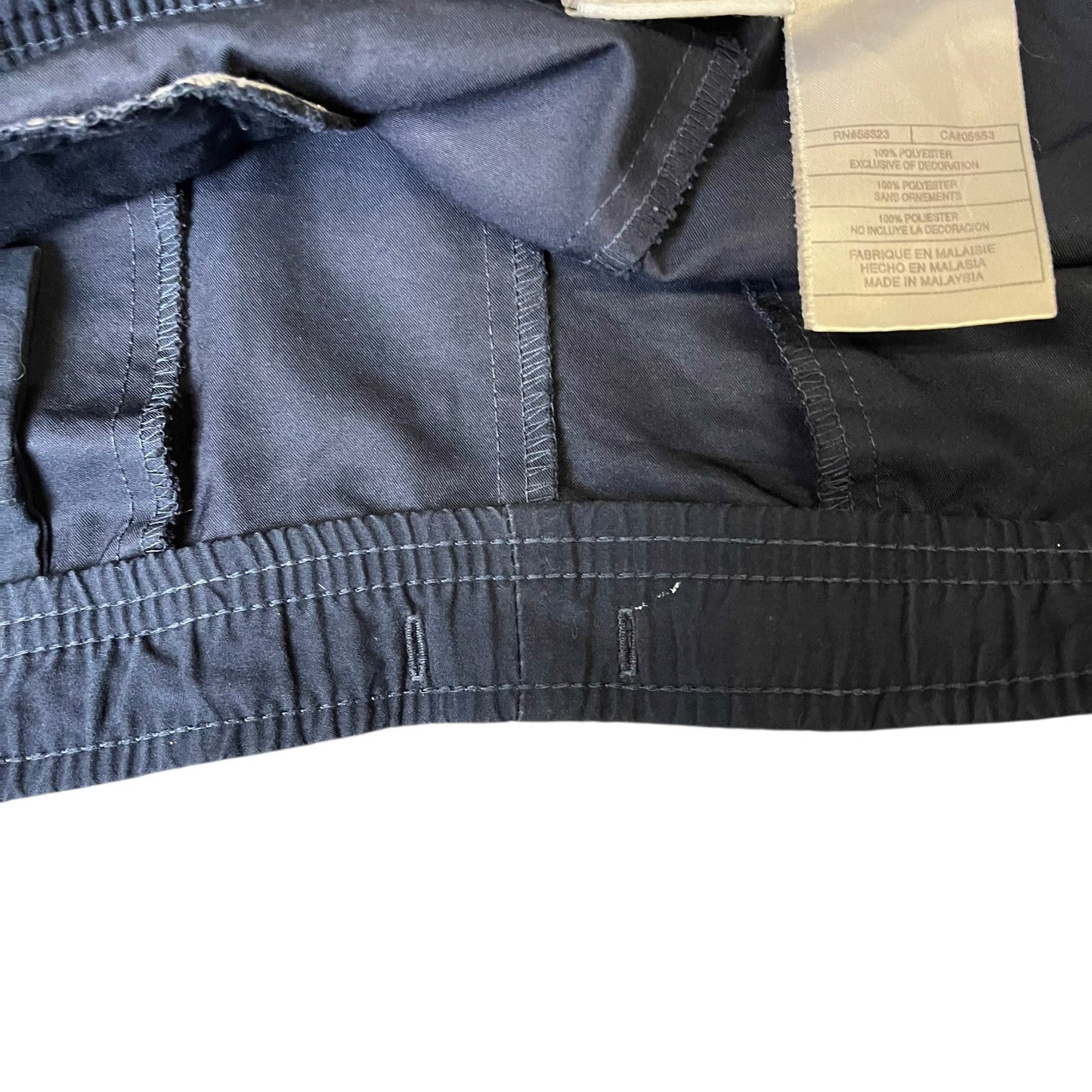 Nike Athletic Track Shorts Fits as Womens 2XL 35" Waist Navy White Elastic Waist