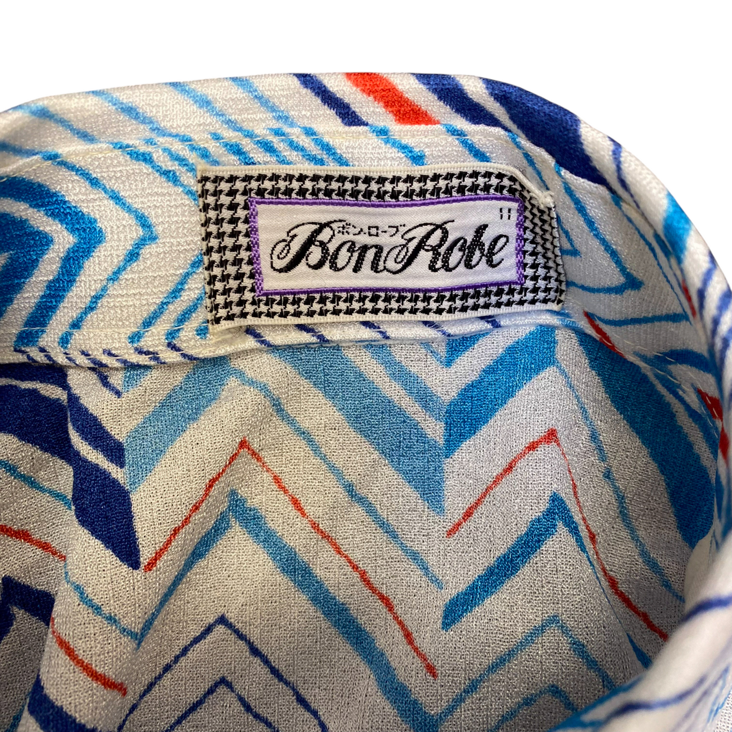 BonRobe Shirt Top Womens S White Blue Herringbone Casual Long Sleeve Button Down