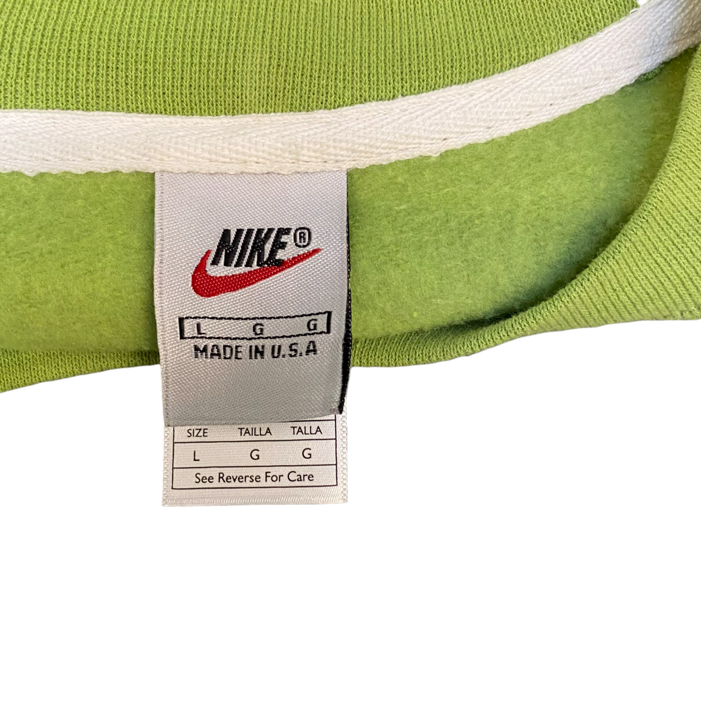 Nike Reworked Sweatshirt Men L Green Black Embroidered Spellout Logo Vintage Y2K