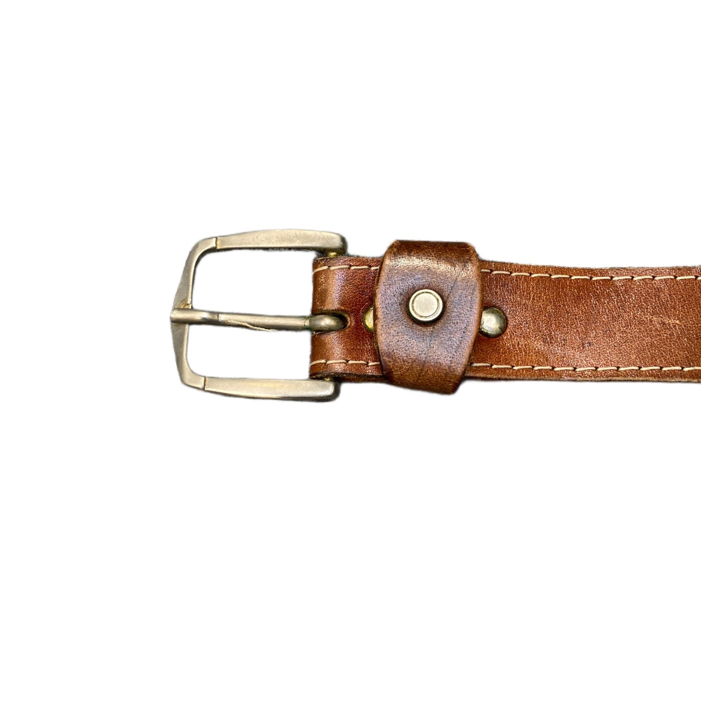 Waist Belt Mens Rugged Brown Leather Adjustable Silver Pin Buckle 44.5 Inches