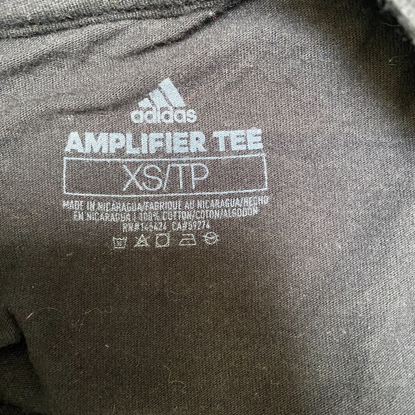 Adidas Amplifier T-Shirt Girls XS Black Graphic Print Short Sleeve Crew Neck Tee