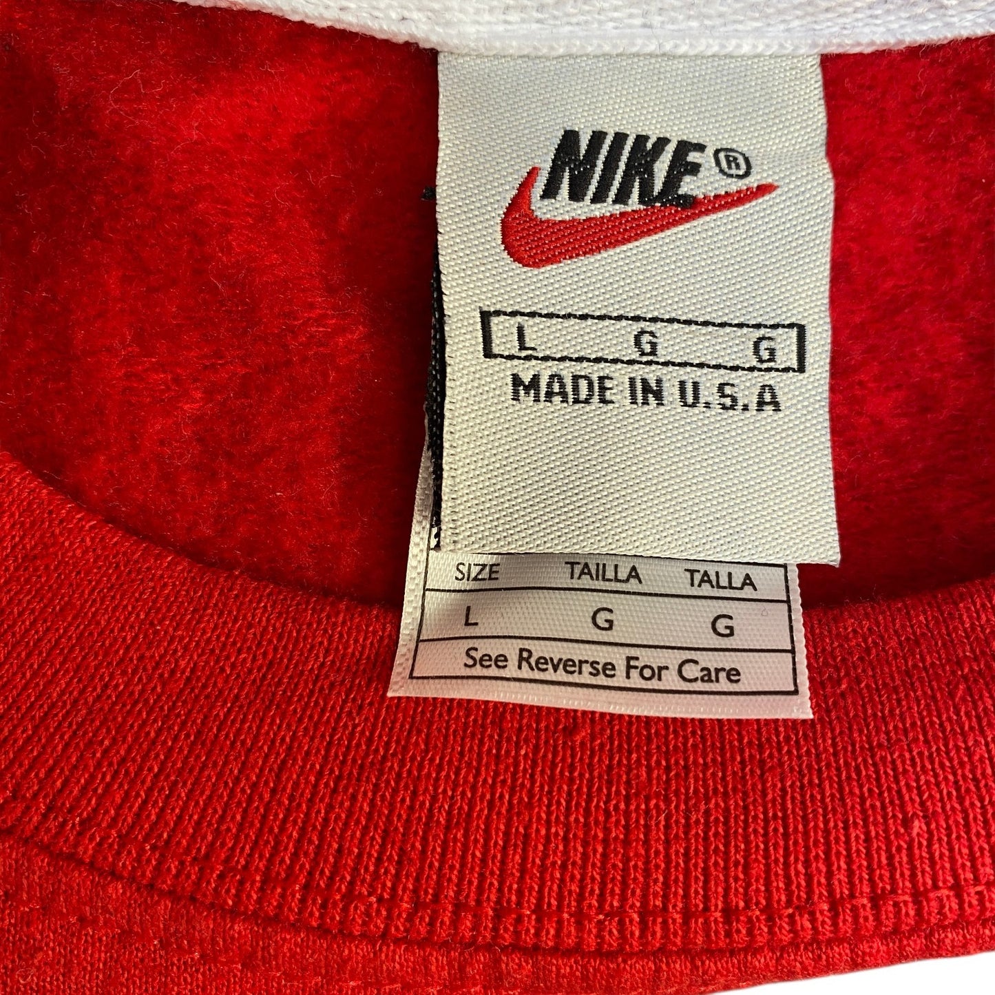 Nike Reworked Sweatshirt Mens L Navy Red Embroidered Spellout Logo Vintage Y2K