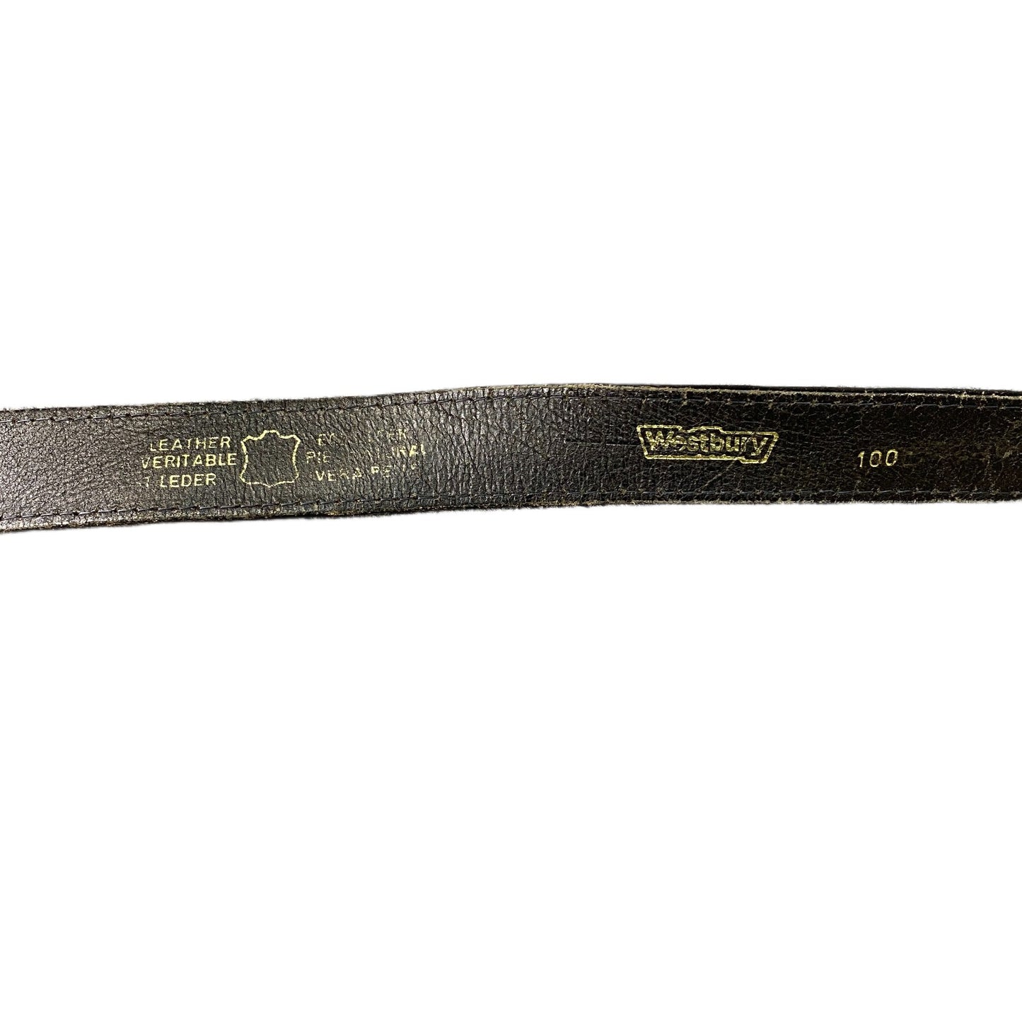 Vintage Westbury Waist Belt Mens Black Leather Silver Pin Buckle 46 Inches