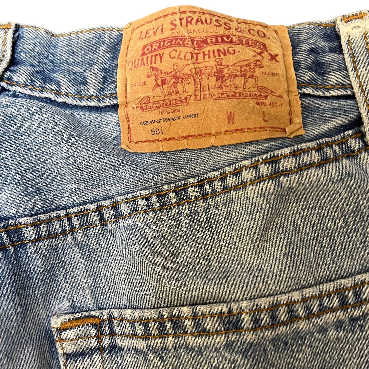 Vtg Levi's 501 Cut Off Shorts Fits as Mens XS 27" Waist Blue Denim Button Fly