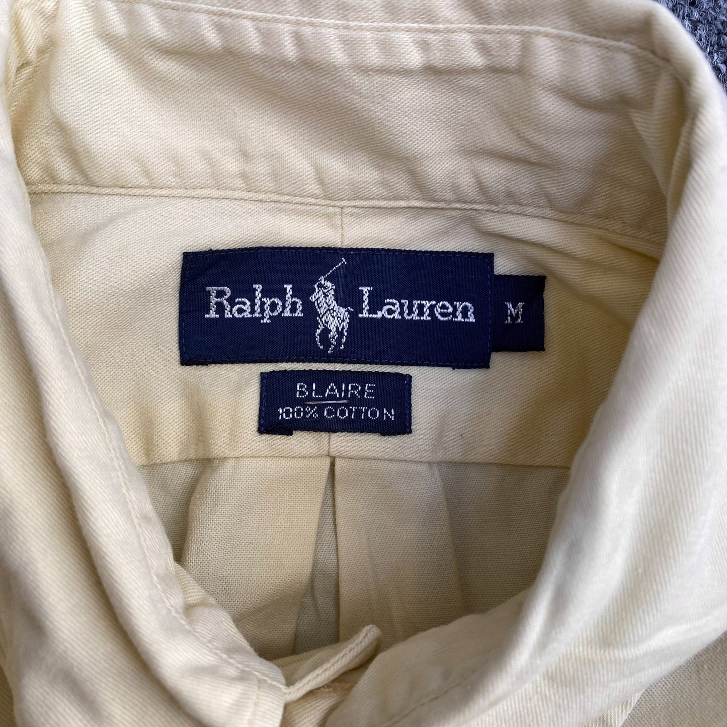 Ralph Lauren Shirt Mens M Cream Blaire Short Sleeve Pony Logo Button Down
