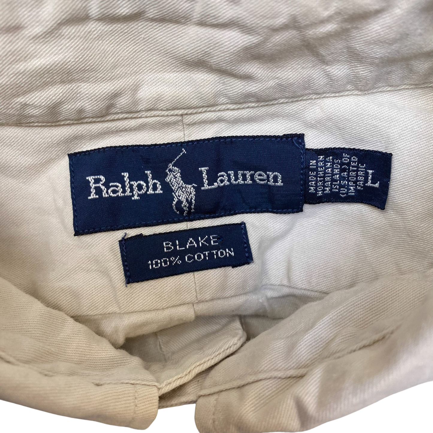 Ralph Lauren Shirt Mens L White Blake Long Sleeve Green Pony Logo Button Down