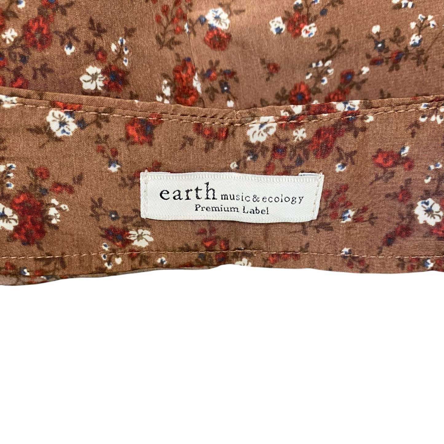 Earth Music & Ecology Midi Dress Womens M Brown Floral V Neck spaghetti Strap