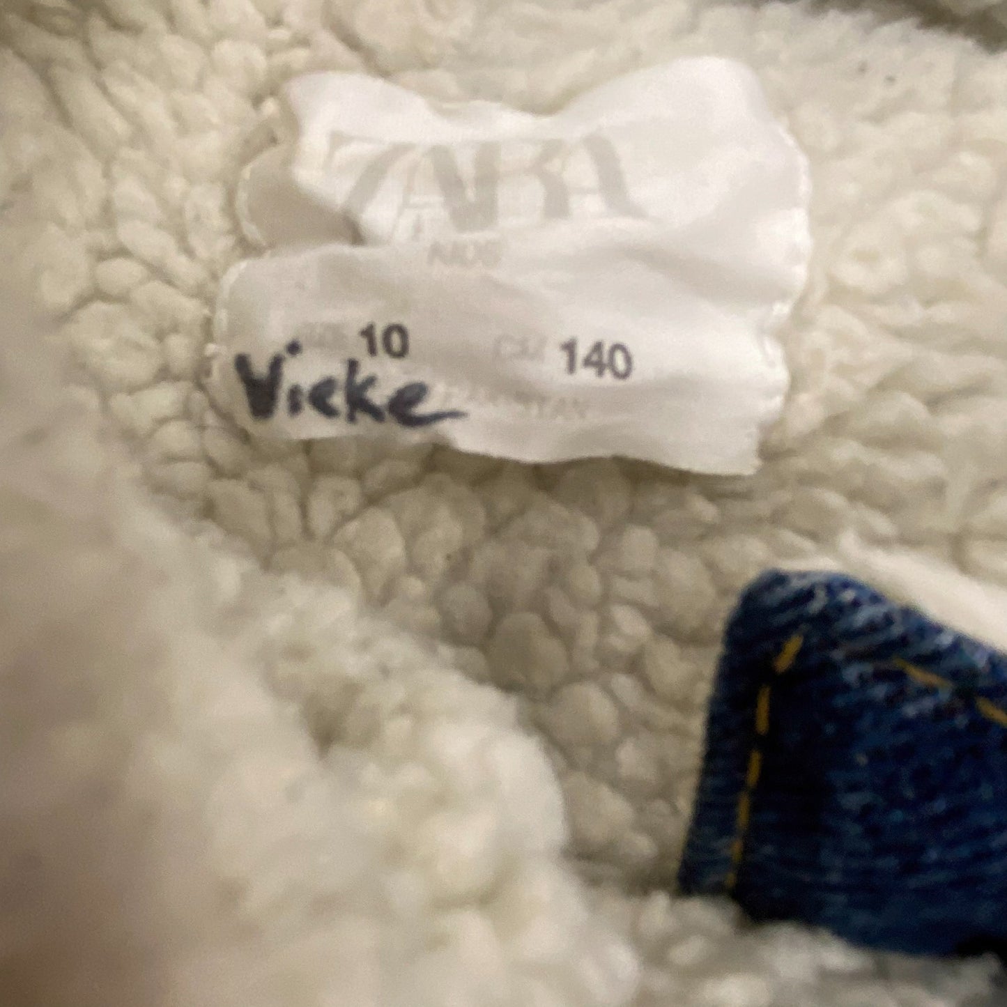 Zara Denim Jacket Kids 10 Blue Sherpa Lined Long Sleeve Collared Button Front