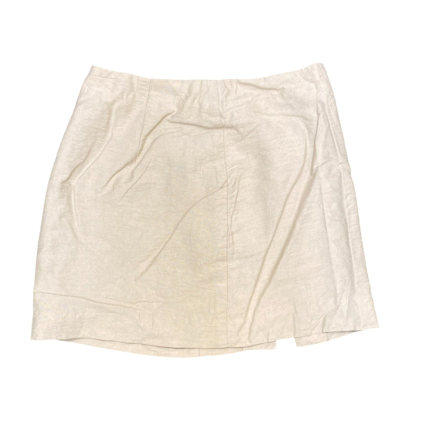 H&M Mini Skirt Womens M Cream Lined Linen Blend Slit Back Zip Casual Outdoor