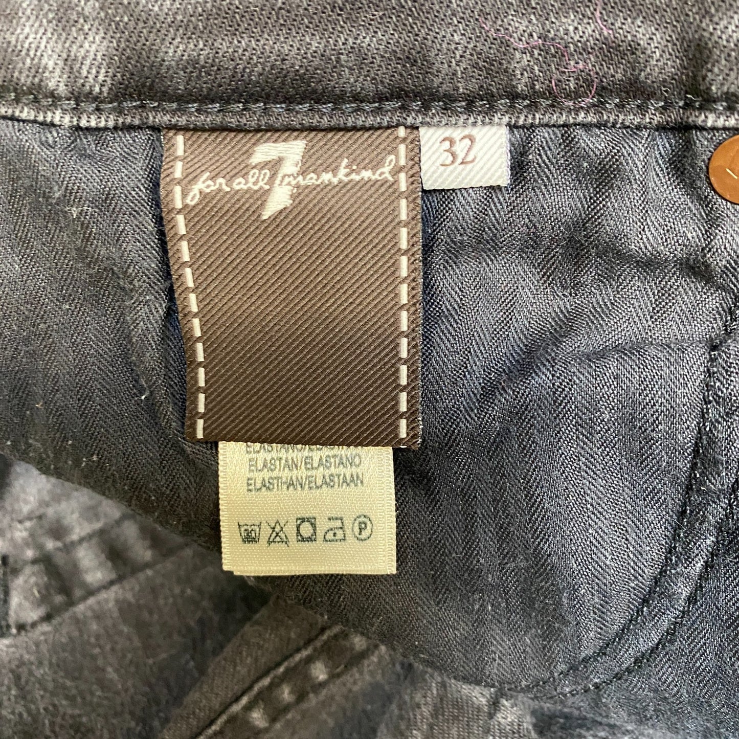 7 For All Mankind Roxanne Jeans Mens 33" Waist Black Flat Front Straight Leg