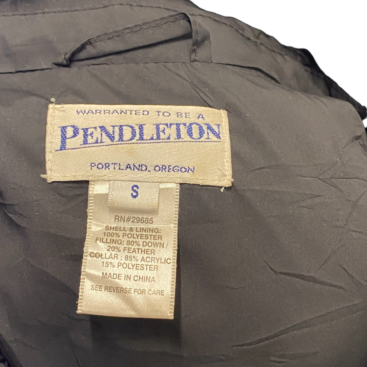 Pendleton Down Vest Womens Small Black Quilted Faux Fur Collar Zip Up Snap Front