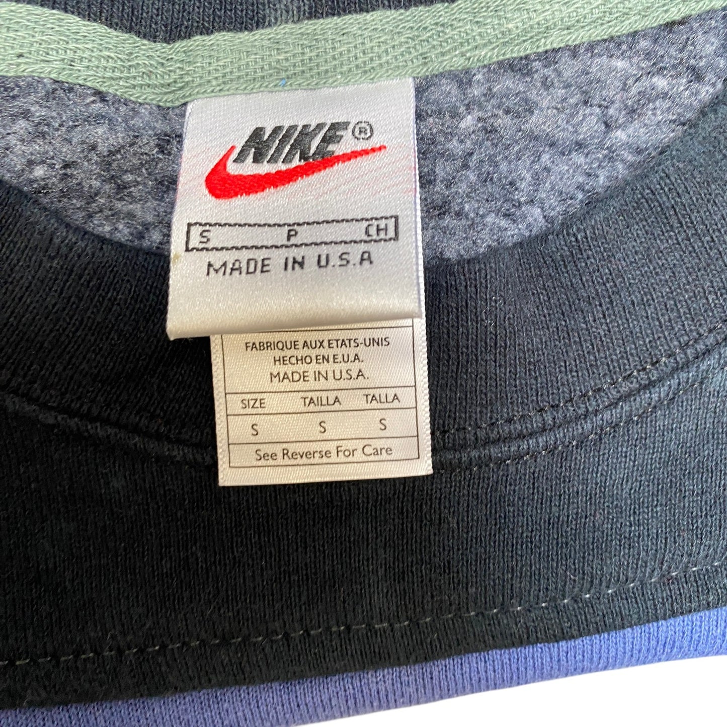 Nike Reworked Sweatshirt Mens S Purple Black Embroidered Spellout Logo Vtg Y2K