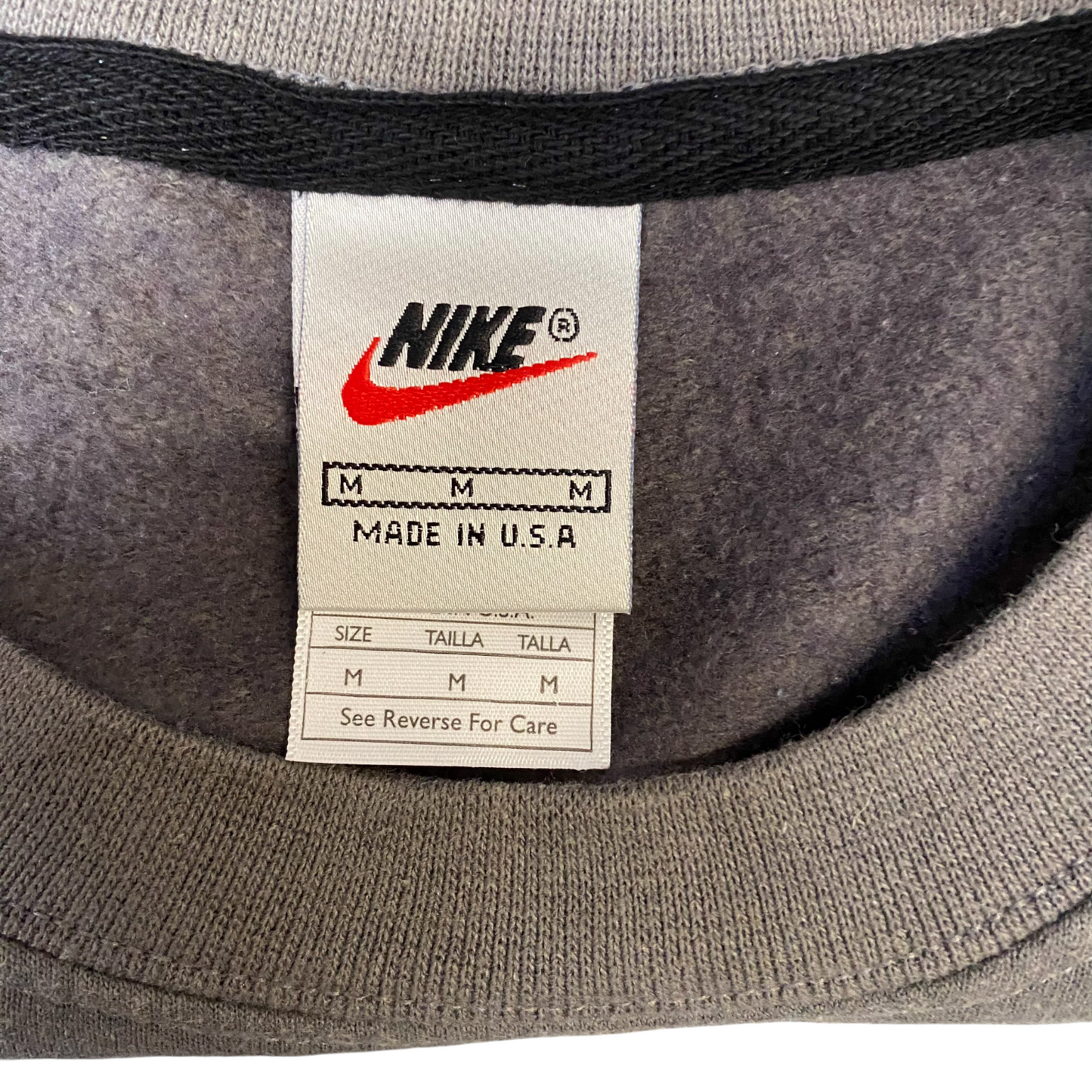 Nike Reworked Sweatshirt Mens M Purple Grey Embroidered Spellout Logo Vtg Y2K