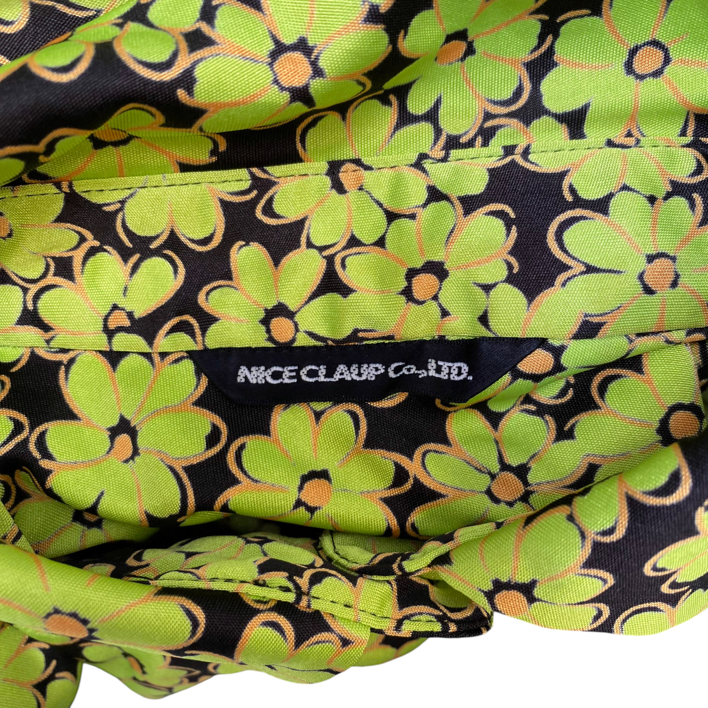 Nice Claup Co. Ltd Hawaiian Shirt Women's S Black Yellow Floral Short Sleeve