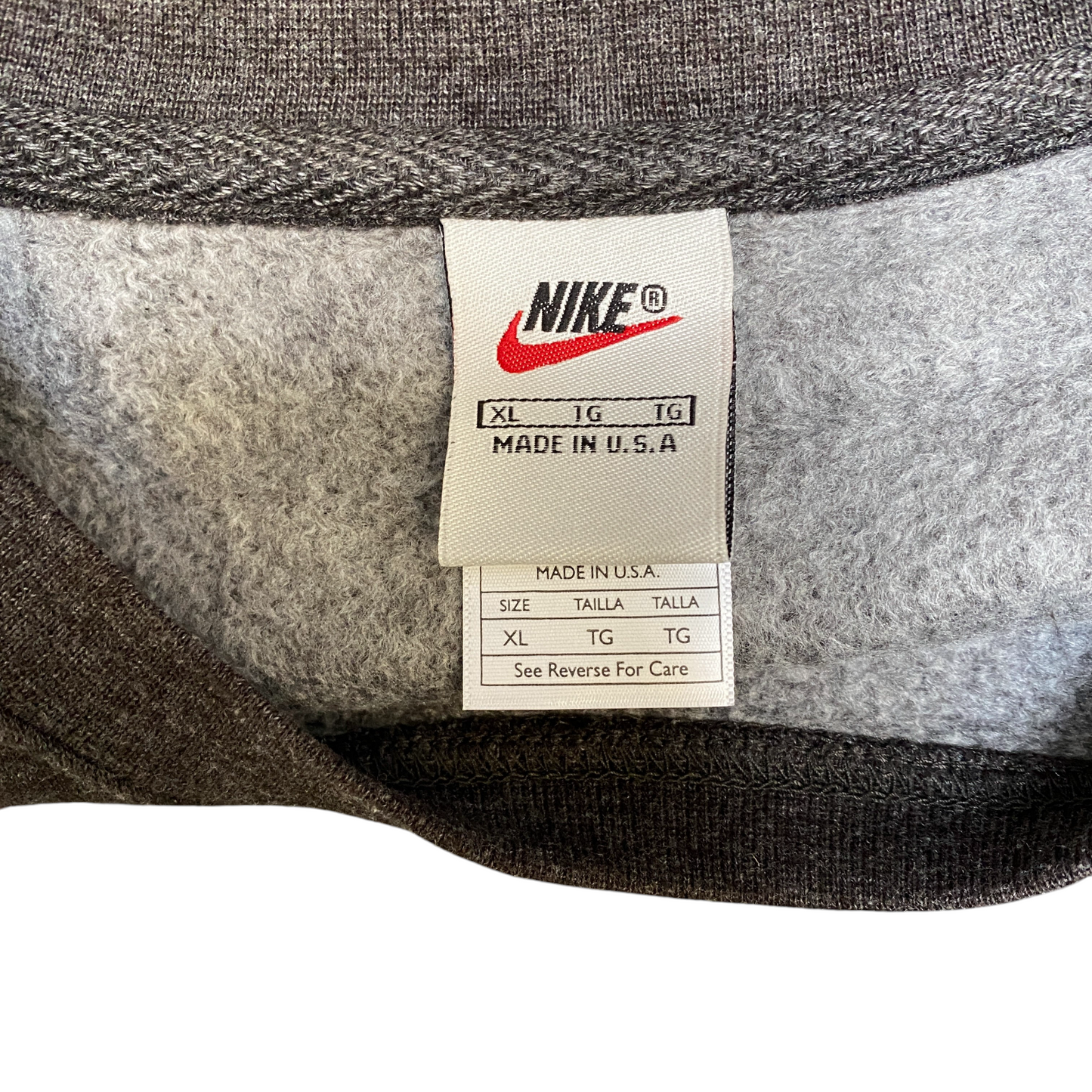 Nike Reworked Sweatshirt Men XL Grey Brown Embroidered Spellout Logo Vintage Y2K