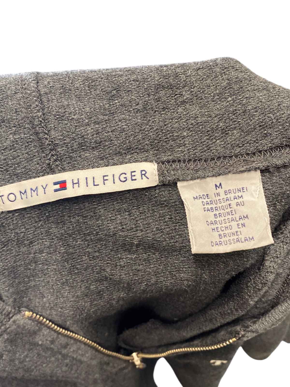 Tommy Hilfiger Hoodie Womens Medium Grey Short Sleeve Logo Pullover Vtg Y2k