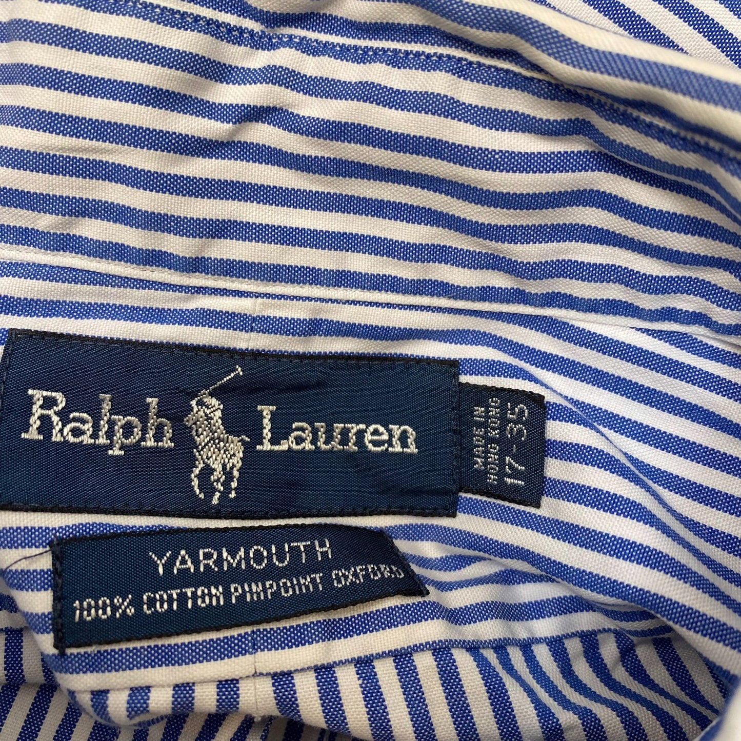 Ralph Lauren Formal Shirt Men XL Blue White Striped Long Sleeve Logo Button Down