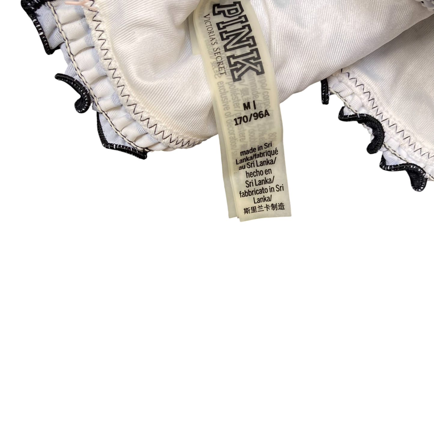 Victoria's Secret Pink Cropped Top Womens M Black White Striped Off-Shoulder