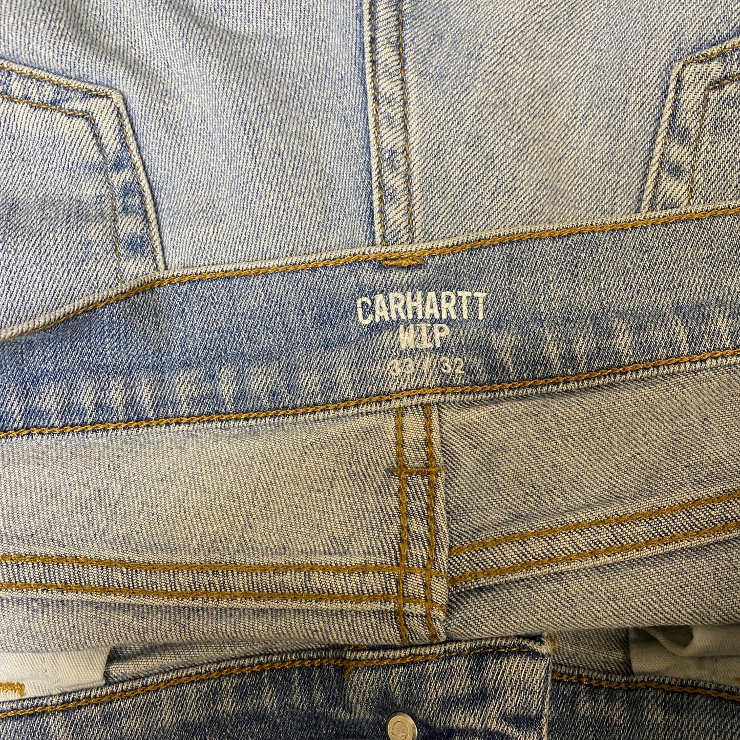 Carhartt WIP Rebellion Pant Jeans Mens L Blue Denim Faded Slim Fit Straight Leg