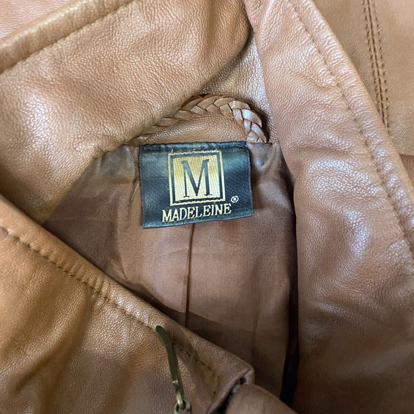 Madeleine Leather Jacket Womens Medium Brown Long Sleeve Stand-Up Full Zip