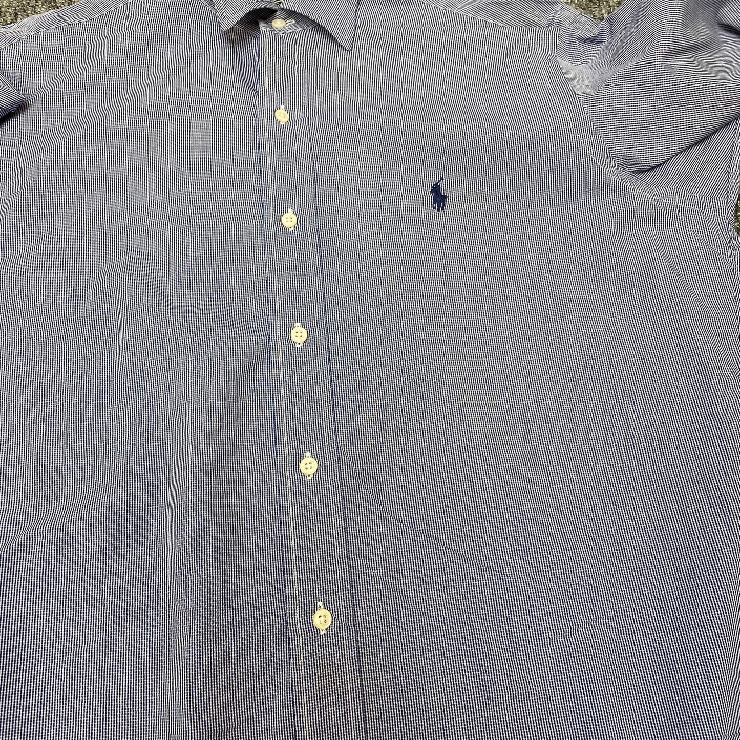 Polo Ralph Lauren Formal Shirt Mens M Blue Striped Lowell Pony Logo Button Down