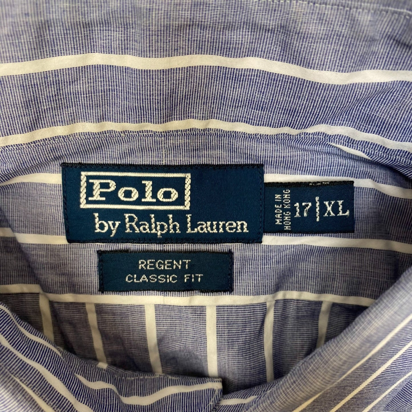 Polo Ralph Lauren Formal Shirt Mens XL Grey White Striped Regent Classic Fit