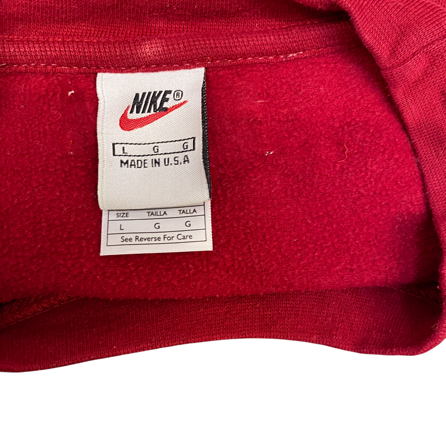 Nike Reworked Sweatshirt Mens L White Red Embroidered Spellout Logo Vintage Y2K