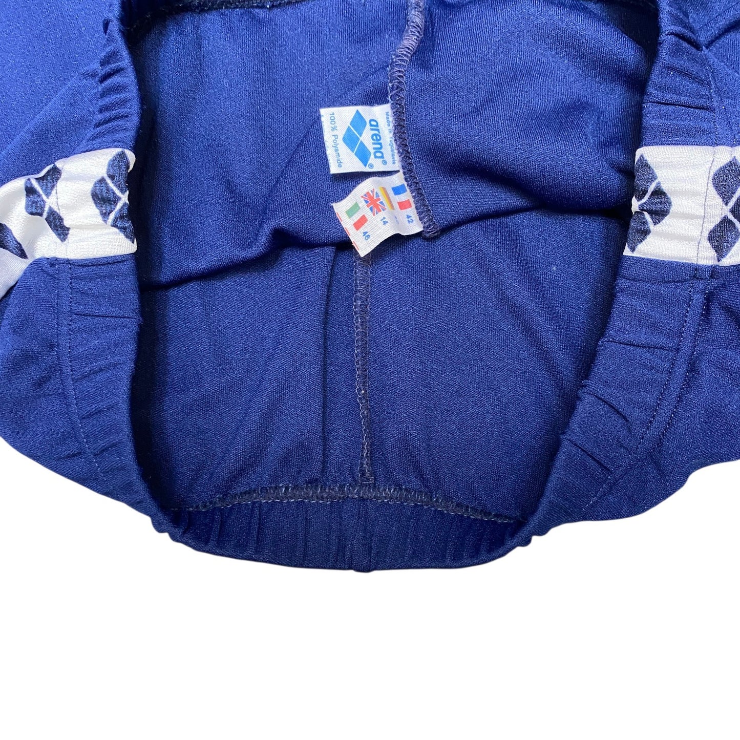 Arena Jogger Fits as Womens 26" Waist Blue White Elastic Waist Stirrup Trouser