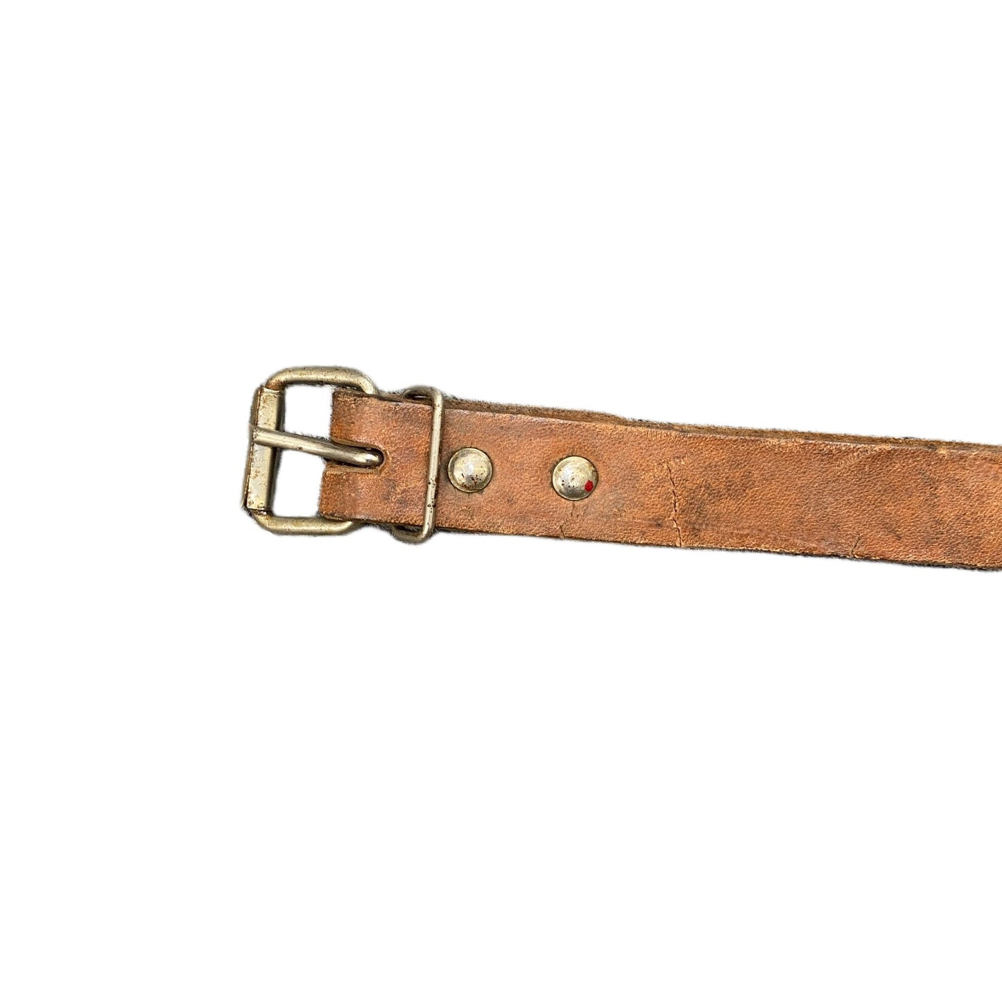 Vintage Waist Belt Womens Brown Leather Adjustable Silver Pin Buckle 50.5 Inches