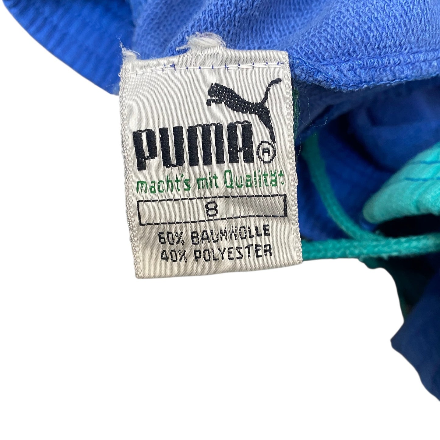 PUMA Joggers Fits as Womens 40" Waist Blue Embroidered Logo Tapered Leg Trouser