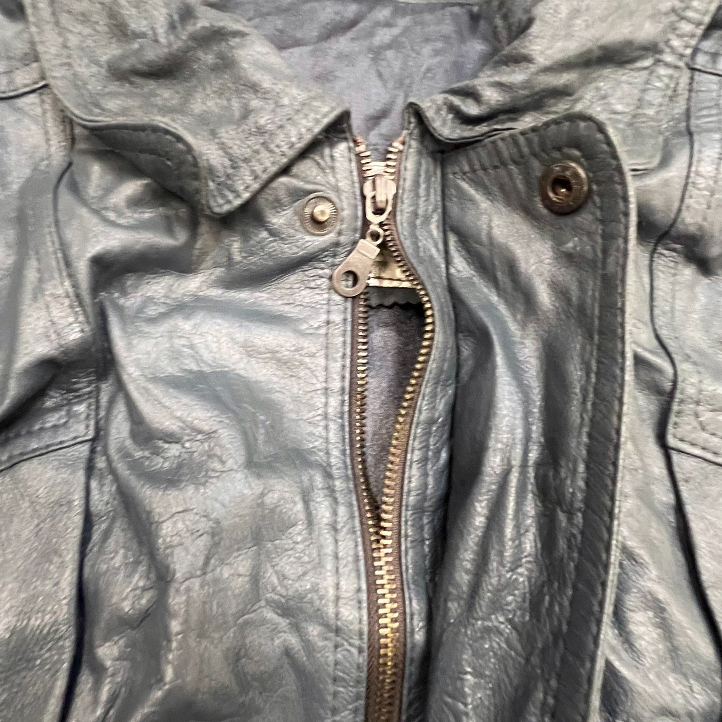 C&C Faux Leather Jacket Mens Medium Black Lined Collared Snap Button Full Zip