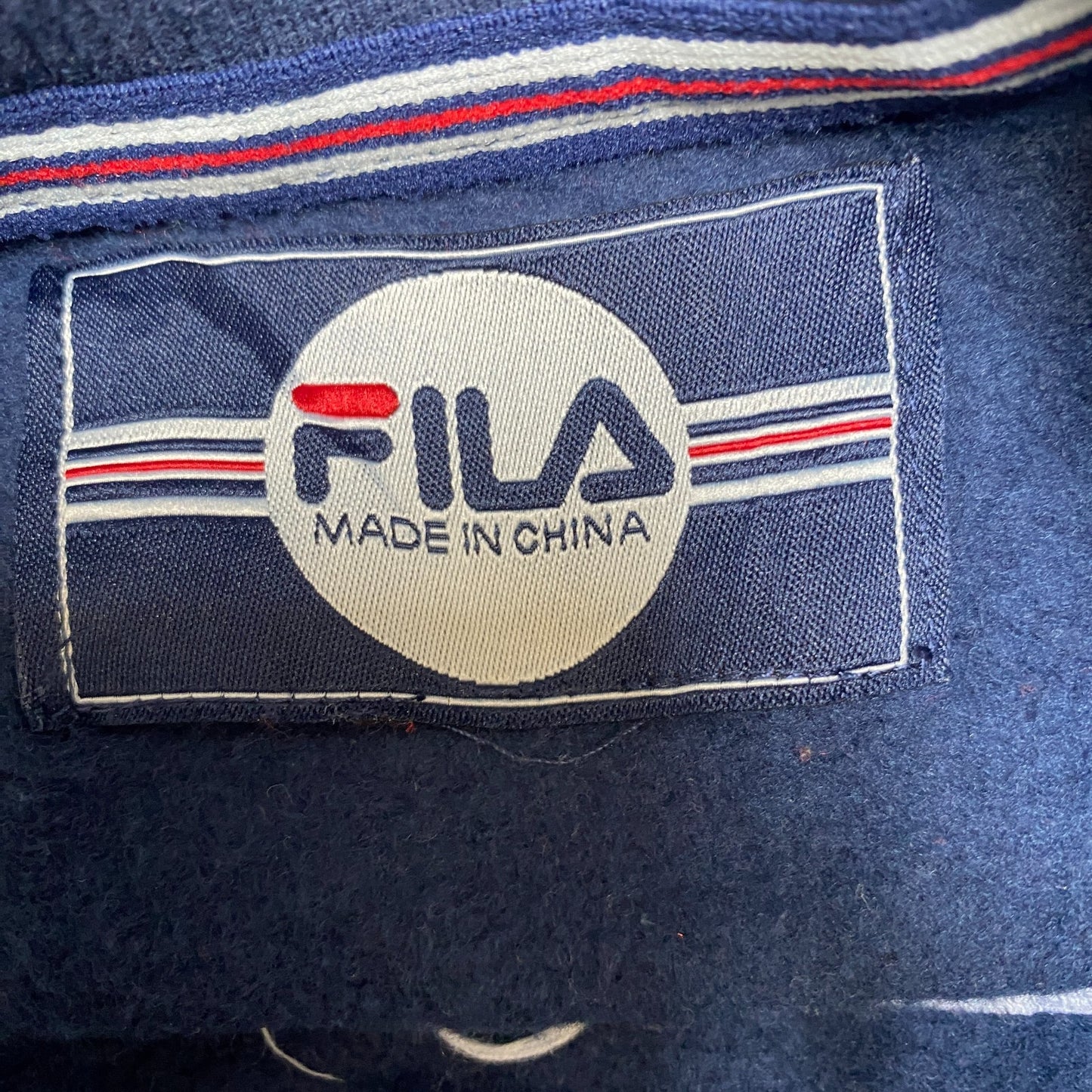 Fila Sweatshirt Womens Medium Navy Spell Out Embroidered Logo Raglan Sleeve