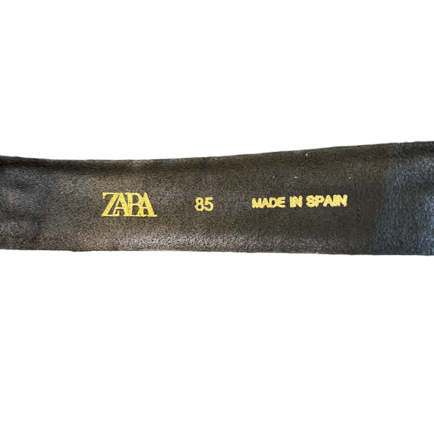 Zara Waist Belt Mens Black Patent Leather Adjustable Gold Pin Buckle 37.5 Inches
